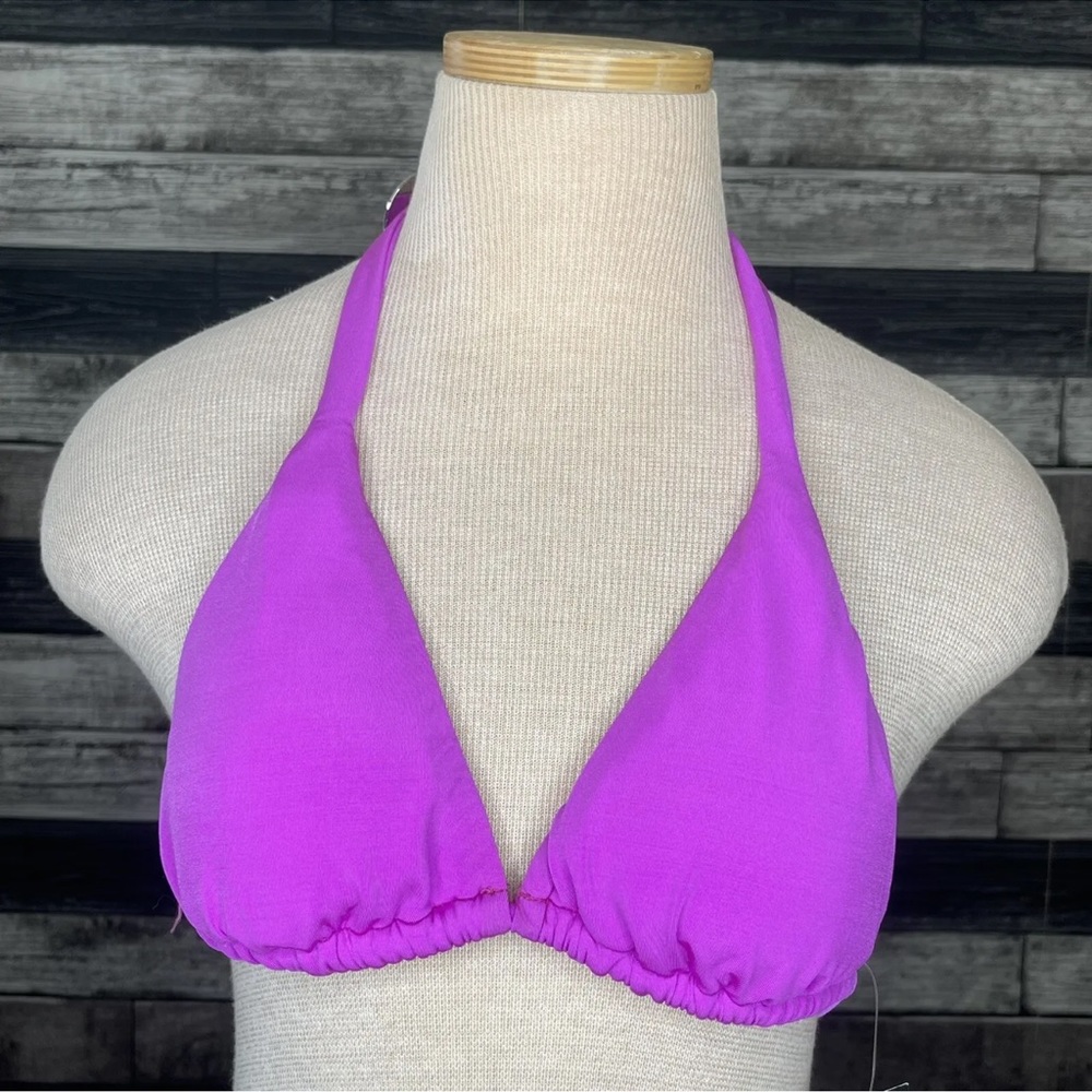 NEW La Blanca Swim Top Size 4 Halter Triangle Padded Cup Bikini Magenta Purple
